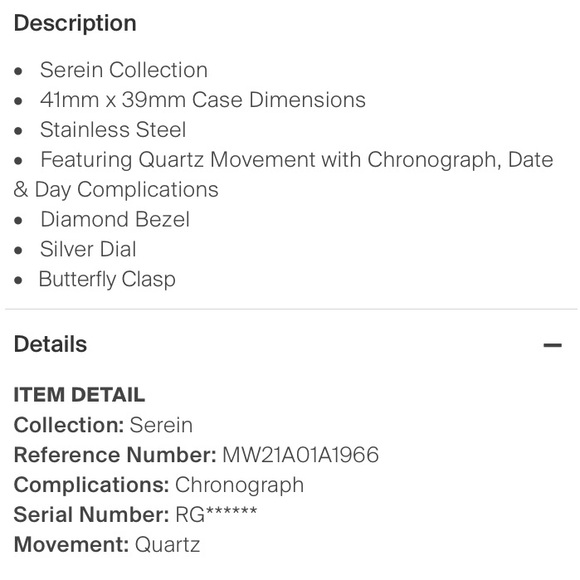 Stainless Michele Serein Diamond Watch with additional black alligator strap - Picture 5 of 5